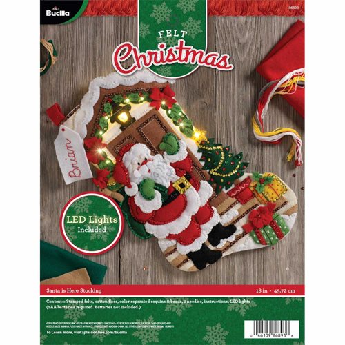 Bucilla ® Seasonal - Felt - Stocking Kits - Santa is Here with Lights - 86893