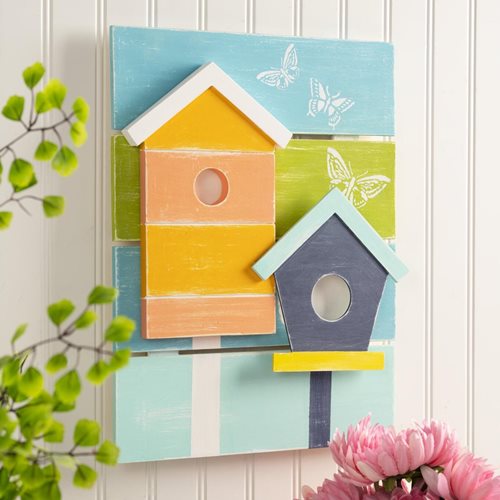 Bright Palette Sign with Birdhouse Plaques